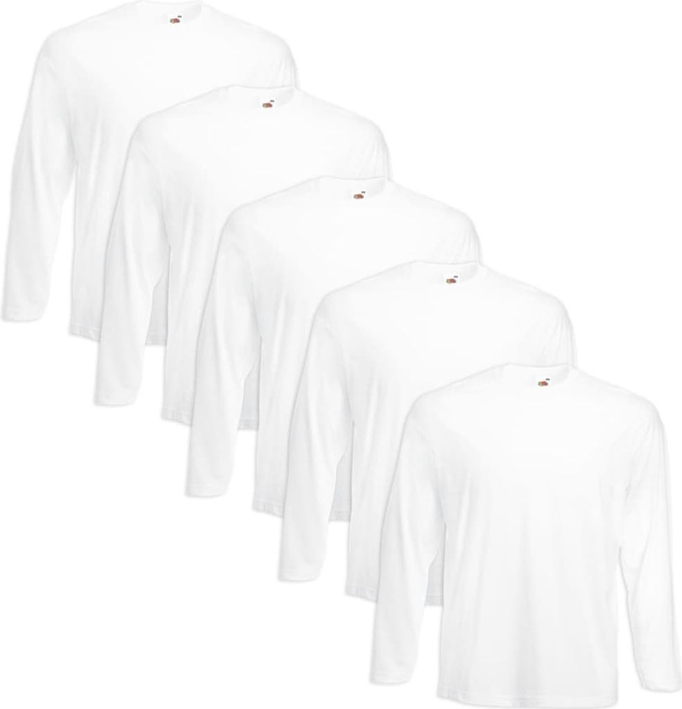 Fruit of the Loom Longsleeve Valueweight T-Shirt 5 Stk. Weiß XL