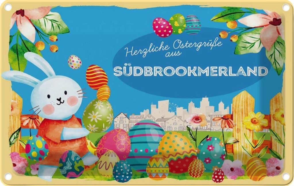 vianmo Blechschild 20x30 cm Ostergrüße SÜDBROOKMERLAND Ostern Gruß