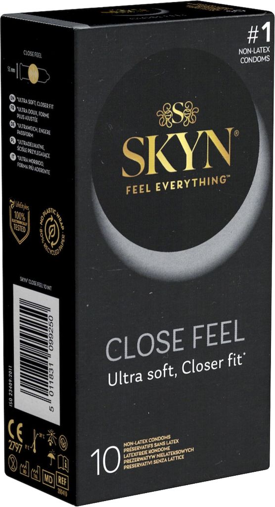 A box of SKYN Close Feel condoms.