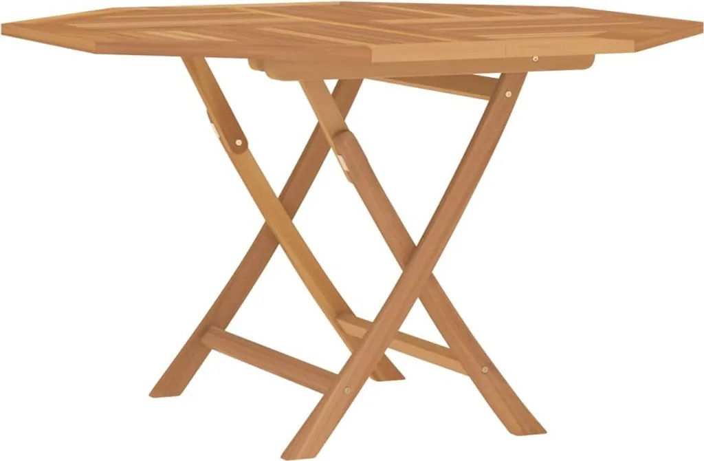 Grande table de terrasse carrée pliante en teck massif 110x110x75 cm