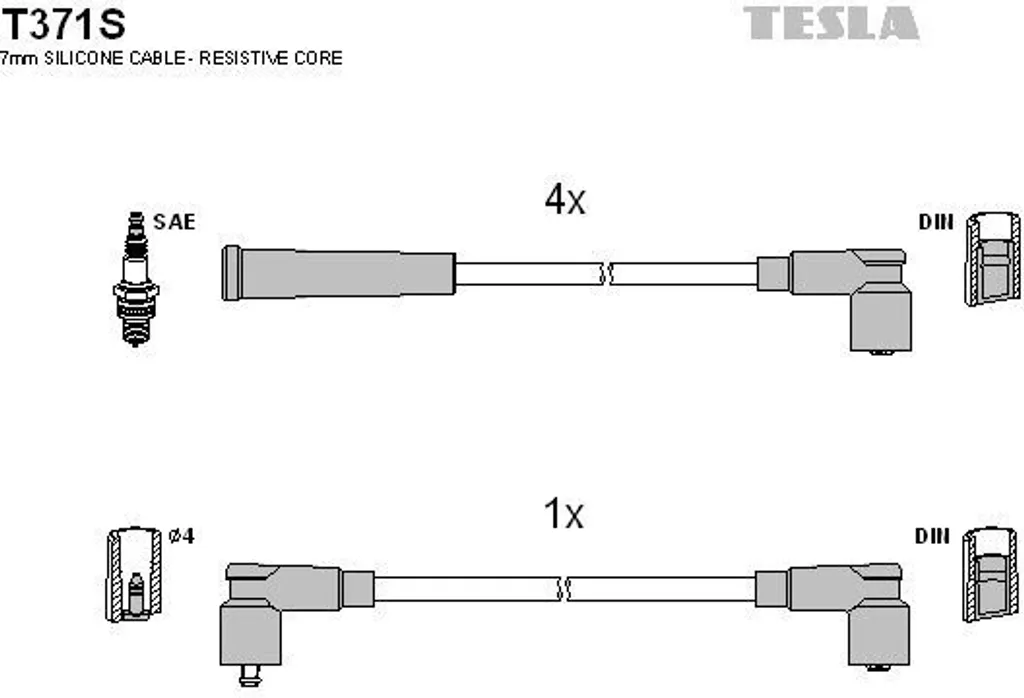 TESLA T371S Set Cavi Accensione Skoda Favorit 781 785 787 - Alta Qualità