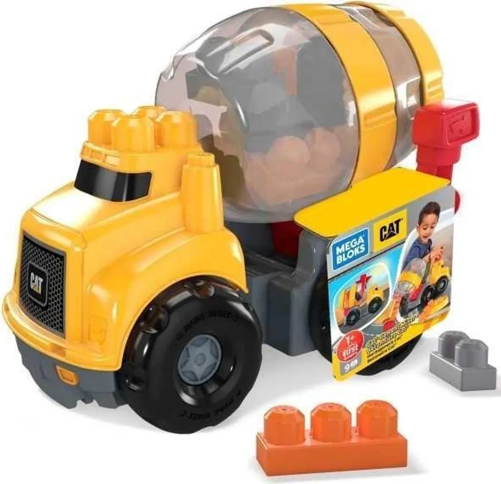 Bétonnière Mega Bloks CAT rotative avec 9 gros blocs de construction - 12