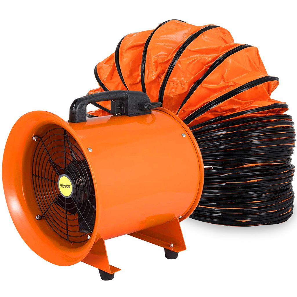 VEVOR Baulüfter 520 W Axialventilator, 2800 U / min Axialgebläse, 300 mm Durchmesser Windmaschine mit 10 Meter PVC Schlauch, 3900 m³ / h Durchfl...