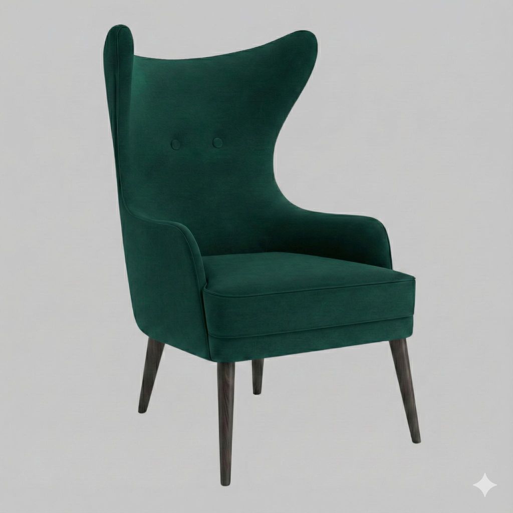 Sessel - Ohrensessel - Relaxsessel - Polstersessel -Sessel mit Massivholz Rahmen - Grün - Sessel für Wohnzimmer, Büro, Esszimmer - Tulo Element 12