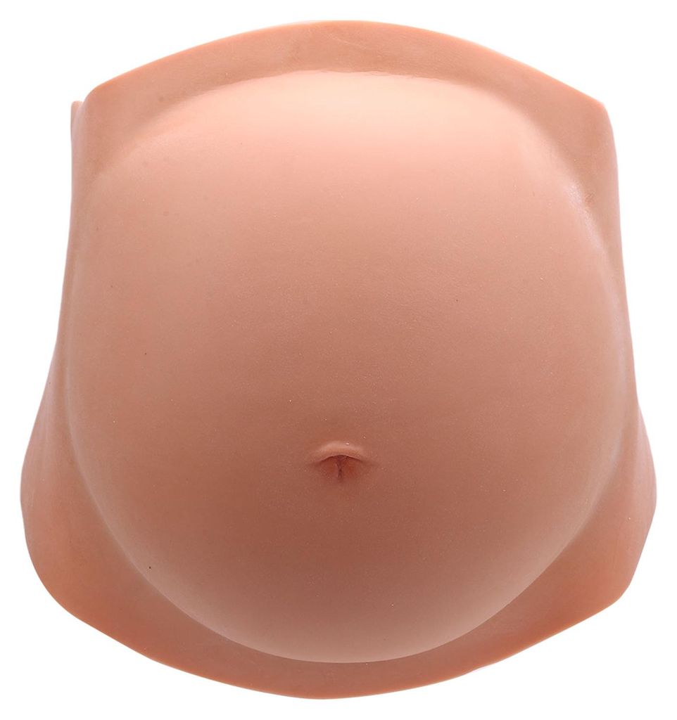 Silikon-Schwangerschaftsbauch-Kostüm, verstellbar, leicht, weich, künstlicher Babybauch für Partys, Bühnenauftritte, Gelb
