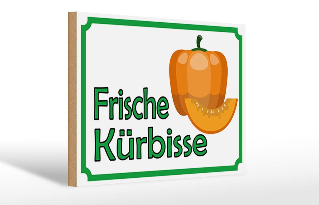 Holzschild Hinweis 30x20cm frische Kürbisse Hofladen Produktbild 