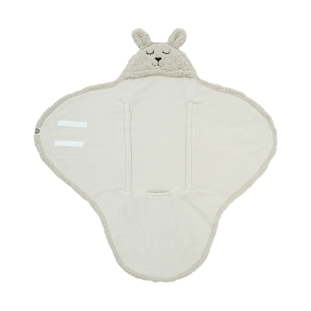 Couverture bébé Bunny Nougat à oreilles - Polaire douce pour siège auto
