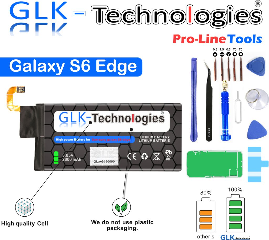 GLK-Technologies Akku für Samsung Galaxy S6 Edge SM-G925F EB-BG925ABE Batterie
