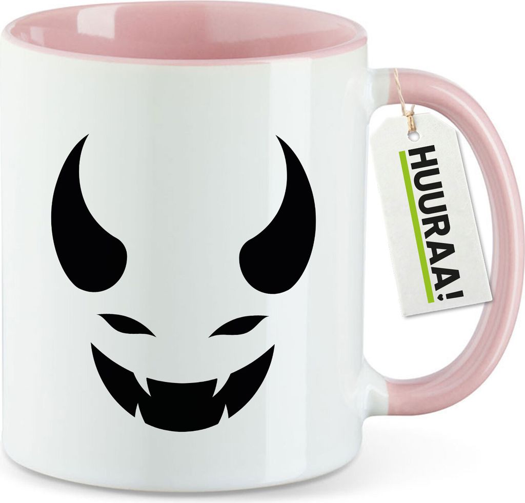 Huuraa Kaffeetasse Teufel Devil 330ml Rosa Keramik Kaffeebecher Geschenkidee