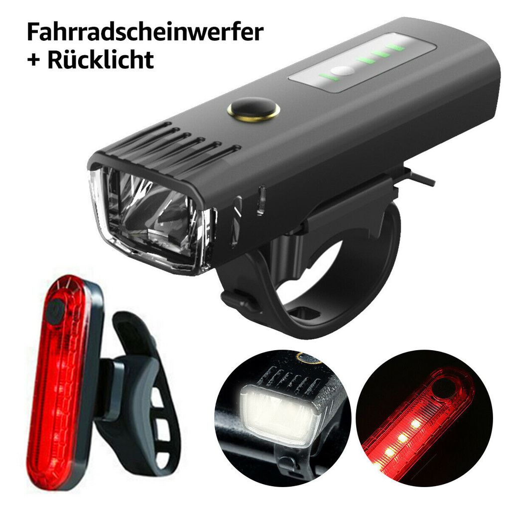 LED Fahrradlicht Set USB Fahrradbeleuchtung Fahrad Scheinwerfer Rücklicht Neu 