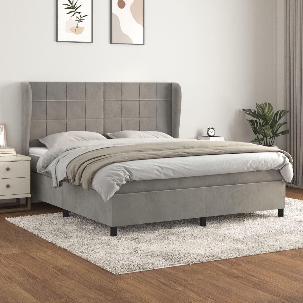 Maison Exclusive - Boxspringbett mit Matratze Hellgrau 160x200 cm Samt