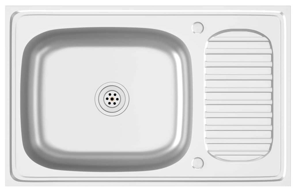 vidaXL Spüle mit Abtropffläche Set Silbern 800x500x155 mm Produktbild 
