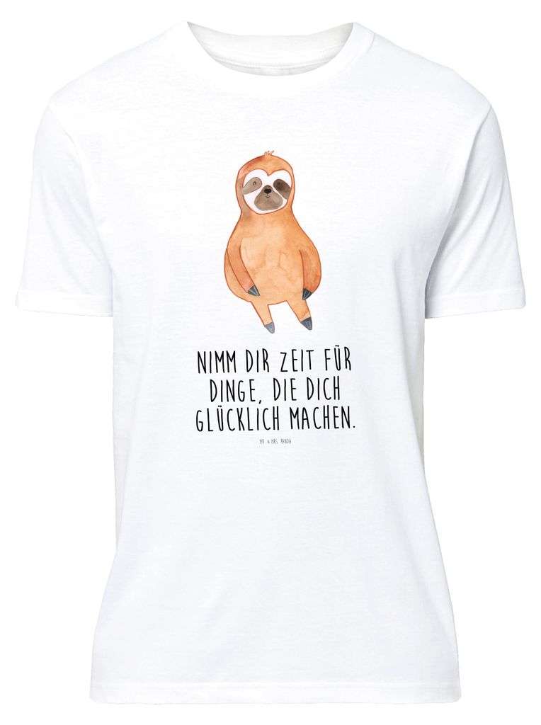 Mr. & Mrs. Panda Tshirt Faultier Zufrieden - Weiß - Geschenk, oberteil, Baumwoll T-Shirt, S, Shirt, Frieden, Glück, Pause, Happy