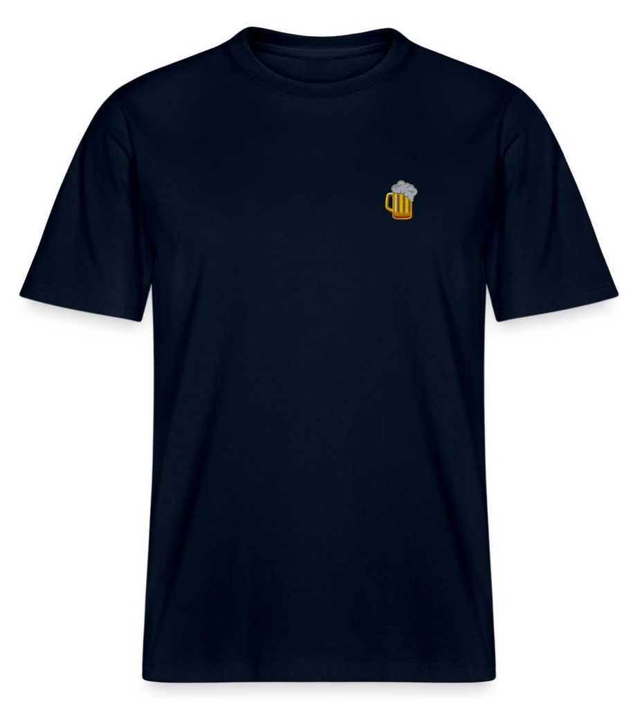 Spreadshirt Bier Stickerei Relaxed Fit Uni T-Shirt, M, Navy