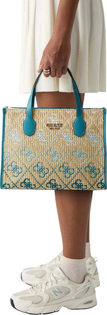 Sac à main Guess Silvana en similicuir beige et détails dorés