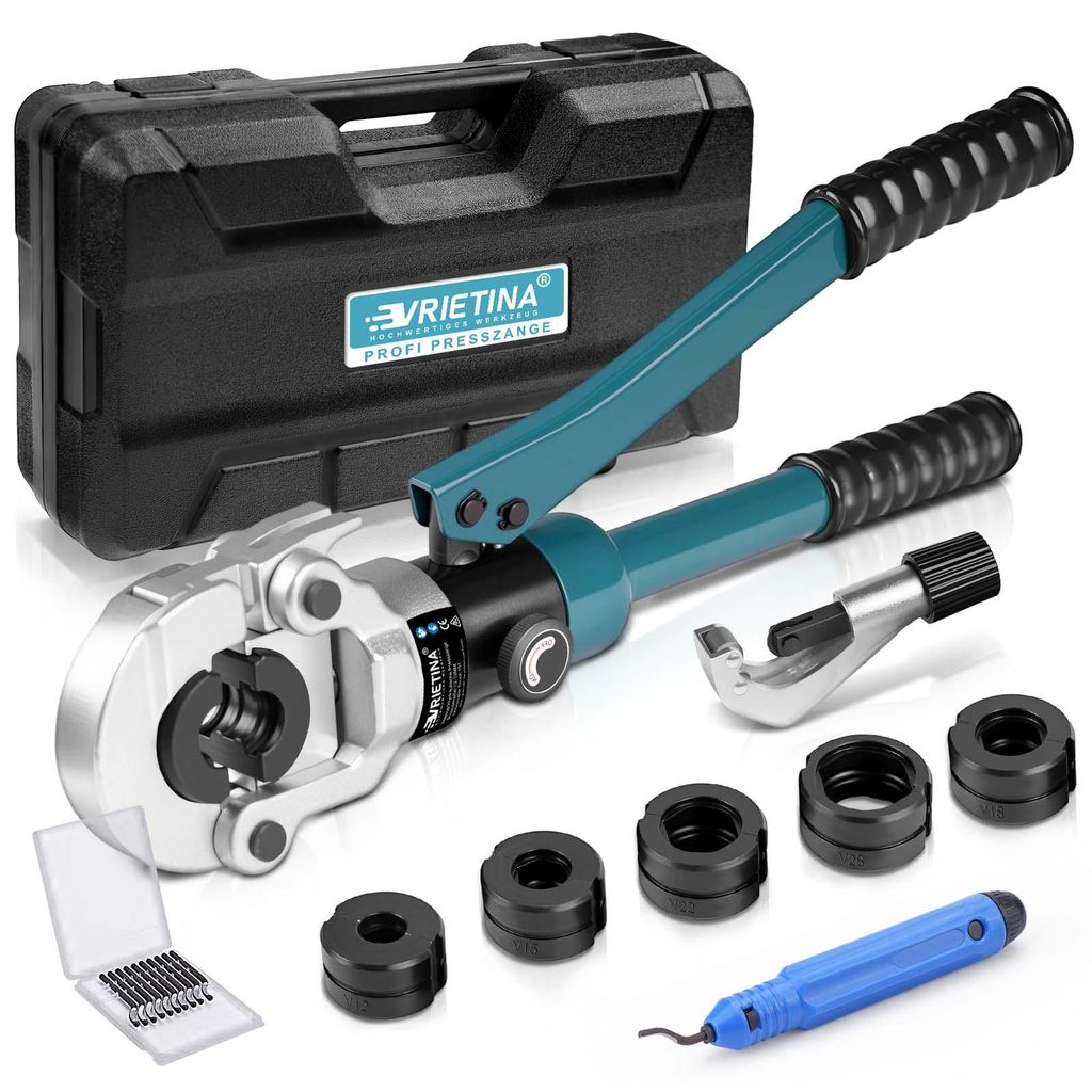 Hydraulische Presszange V-Kontur V12-V15 V18 V22 V28 Rohrpresszange Crimpzange Presswerkzeug Handpresszange Backeneinsätze Kupferrohr und Verbundrohr