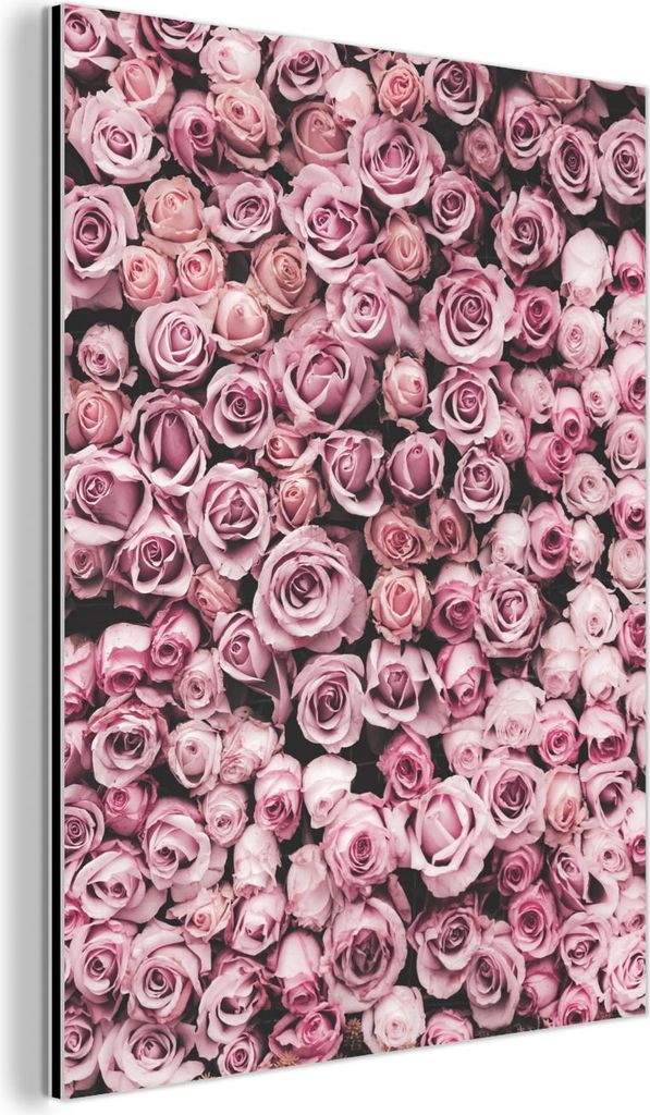 MuchoWow Wanddekoration Metall Metallbild Wandkunst 90x120 cm Blumen - Rosen - Natur - Rosa - Botanisch MuchoWow Aluminium Gemälde - Industrial