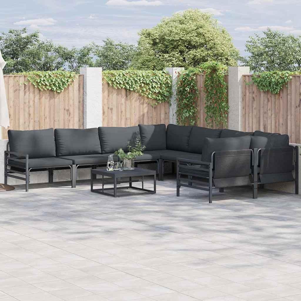 Maison Exclusive - Gartensofa-set mit Kissen 8 pcs Schwarz Stahl