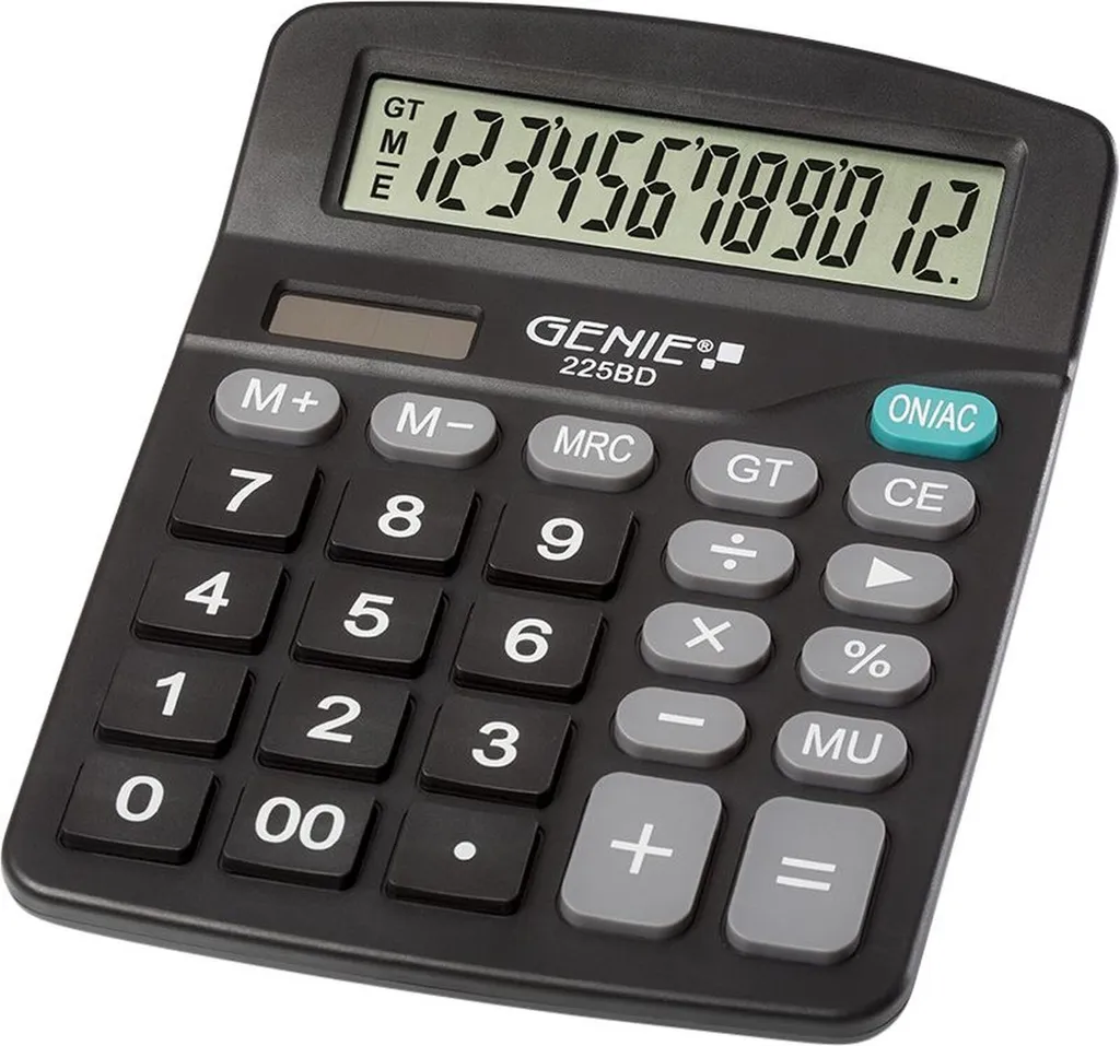 Genie 225 BD Calcolatrice Desktop Nera | Design 12 Cifre Ergonomico