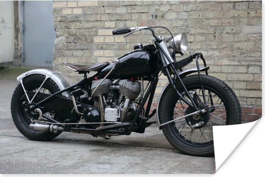 MuchoWow Poster Seitenansicht eines antiken Motorrads 90x60 cm - Schlafzimmer