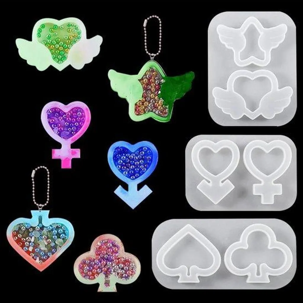 Moule silicone pour bijoux résine époxy : ailes de poker DIY 10cm