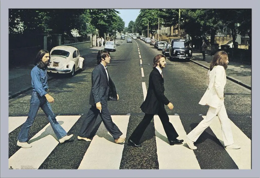 Quadro Beatles Abbey Road Cornice Argento Shinsuke - Design Moderno