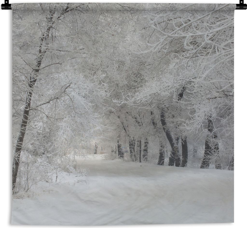 MuchoWow Wandteppich Wandbehang Bäume - Schnee - Winter 90x90 cm Tapisserie Dekoration Wandtuch - Wandaufhänger