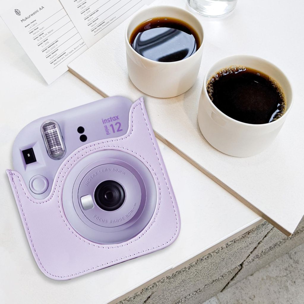 Sofortbildkamera Schutzhülle Kunstleder Kameratasche mit abnehmbarem verstellbarem Schultergurt Ersatz für Fujifilm instax mini 12