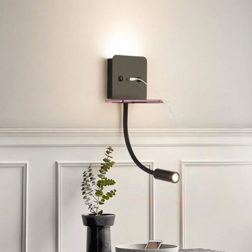 Applique murale gain de place avec liseuse LED et port USB pour smartphone - 2