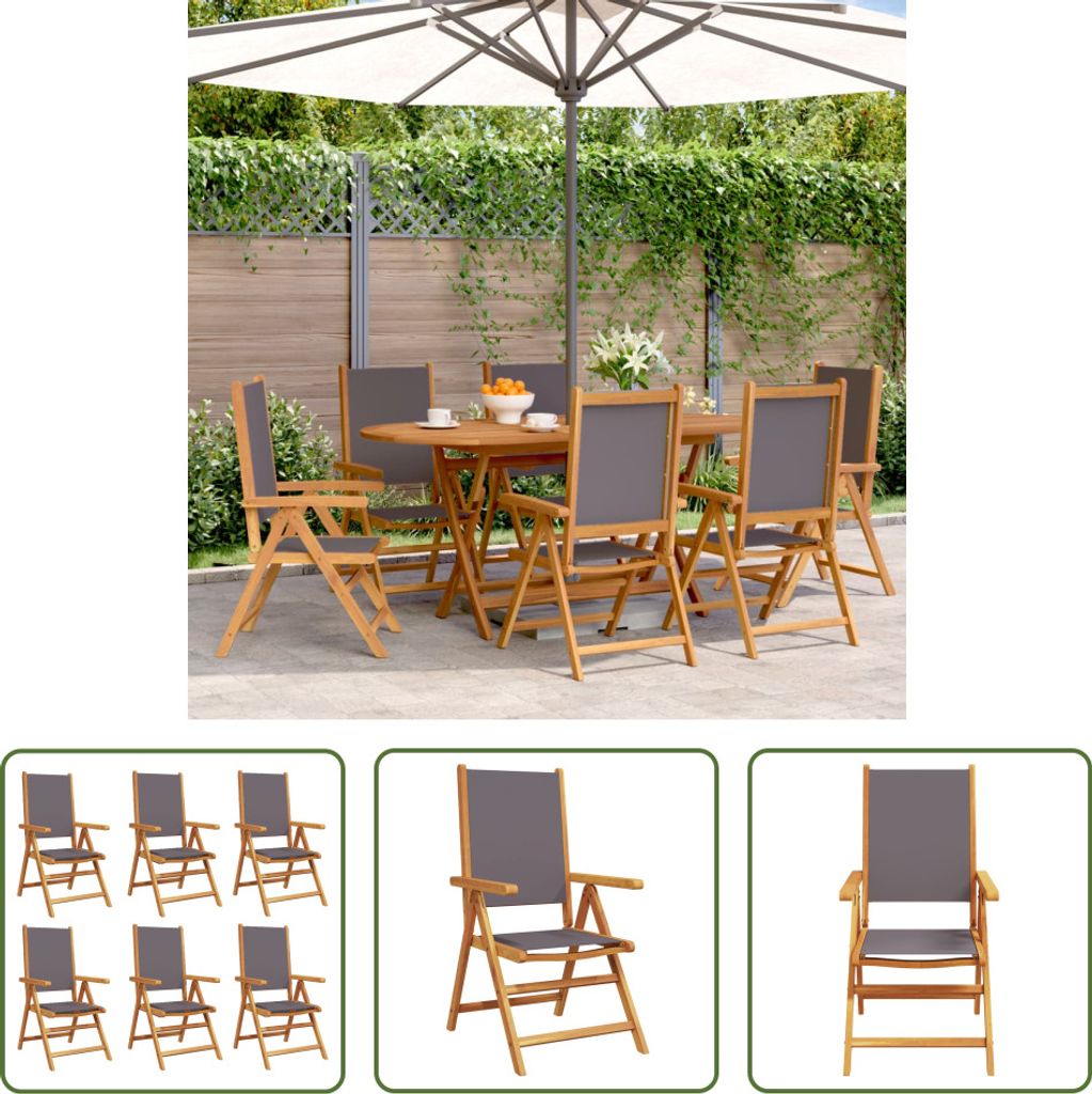 The Living Store Gartenstuhl Verstellbar 6 Stk. Anthrazit Stoff und Massivholz