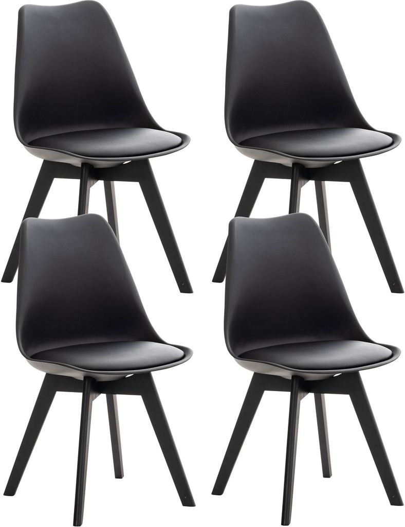 CLP 4er Set Esszimmerstuhl Linares Mit Buchenholzgestell schwarz/schwarz Material Kunststoff