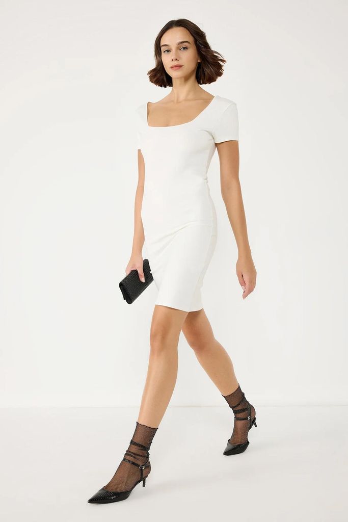 Kurzarmkleid, Ecru, L