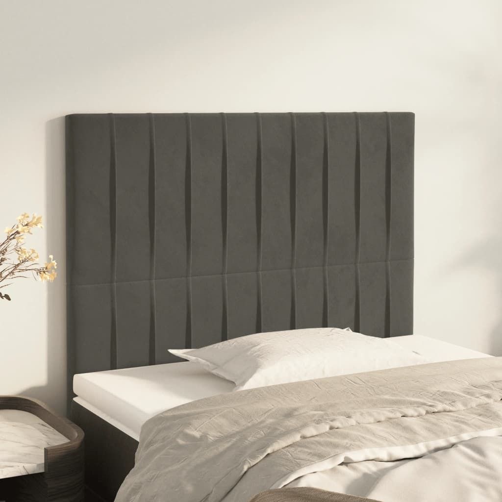 Kopfteile 2 Stk. Dunkelgrau 80x5x78/88 cm Samt , Kopfteile Design 2024