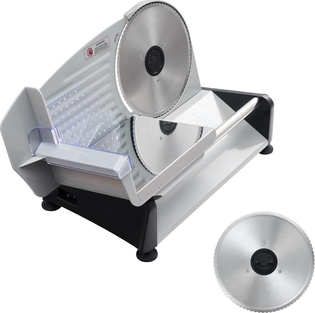 SucceBuy Elektrischer Allesschneider 200 W mit 19 cm Klinge, Aufschnittmaschine mit einstellbarer Schnittstärke von 0–15 mm, ideal für gefroren...