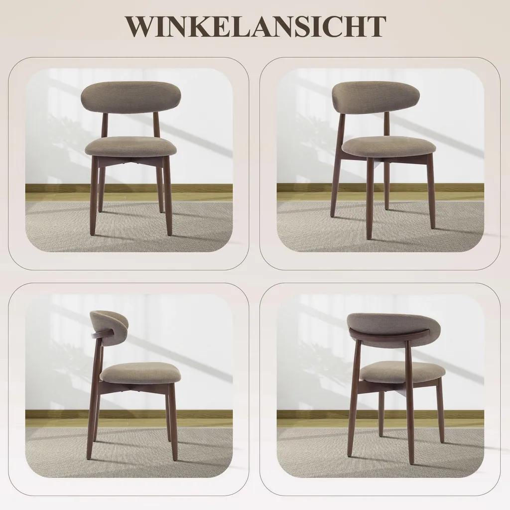Chaises de table COLAMY lot de 4 robustes et minimalistes ton camel