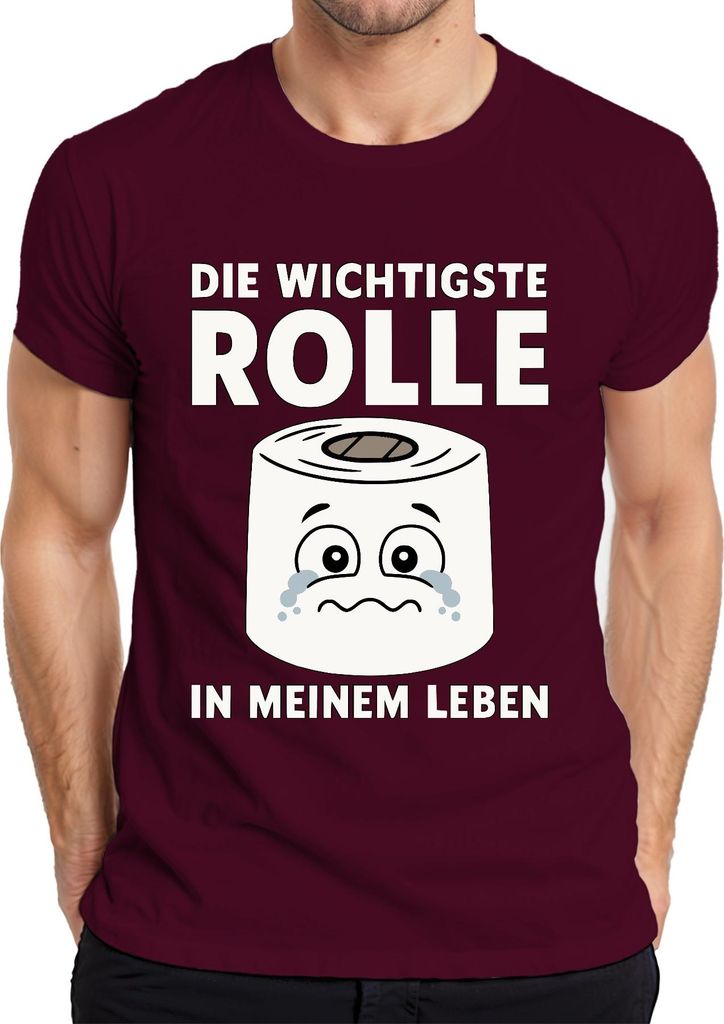 Die wichtigste Rolle in meinem Leben Klopapier lustig Geschenk Herren T-Shirt, Burgundy, XXL