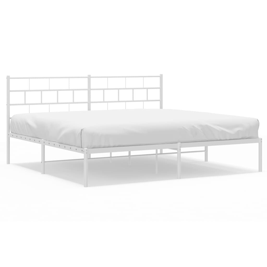 vidaXL Struttura letto con testiera in metallo bianco Immagine del prodotto 