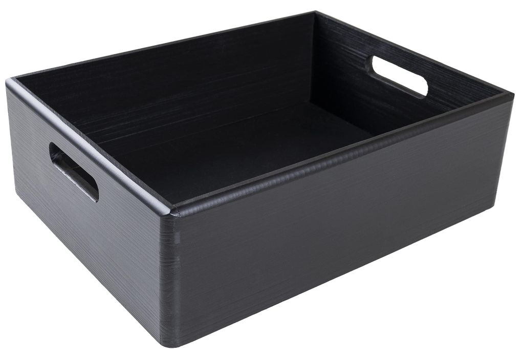 Schwarze Holzkiste, Obstkiste, Korb | 40 x 30 x 13 cm (+/- 1 cm) | mit Griffen | ohne Deckel | Holzkiste, Osterkiste | Für Dokumente und Wertsachen