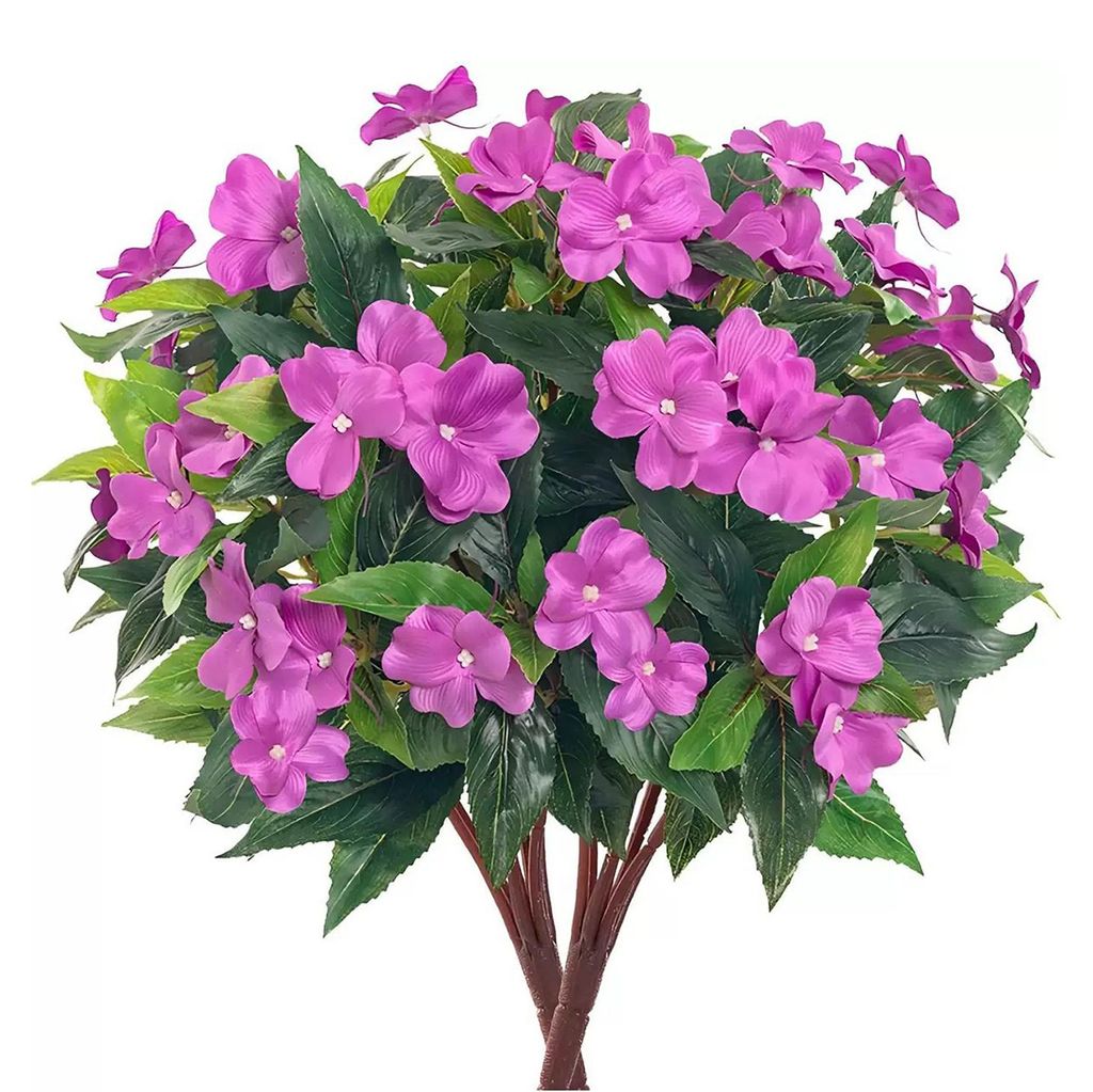 Künstliche Fleißige Lieschen für den Außenbereich, UV-beständiger Kunstseidenblumenstrauß für Frühling und Sommer, Garten, Terrasse, Verand...