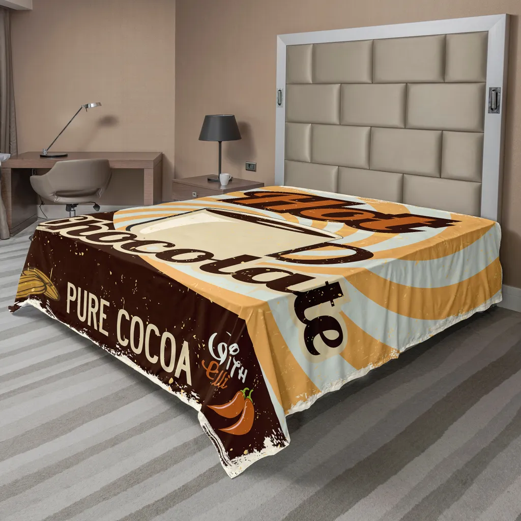 Drap plat doux anti-ternissement motif chocolat rétro 260x228 lavable