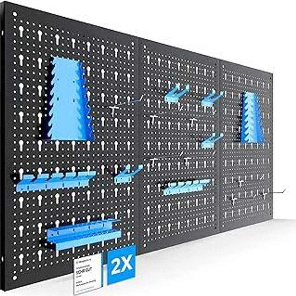 Parete Portautensili Arebos Blu: Organizzatore Officina 34 Ganci Metallo