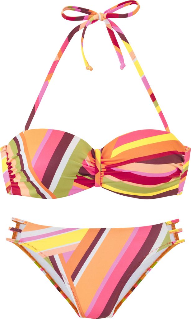 Bruno Banani Bügel-Bandeau-Bikini orange bedruckt Größe 36 Cup C