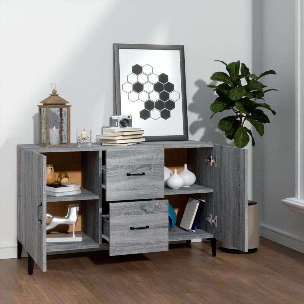 Möbel Sideboard - praktischem Design - Wohnzimmerschrank - Kommde für Flur - Grau Sonoma 100x36x60 cm Holzwerkstoff Top6915202