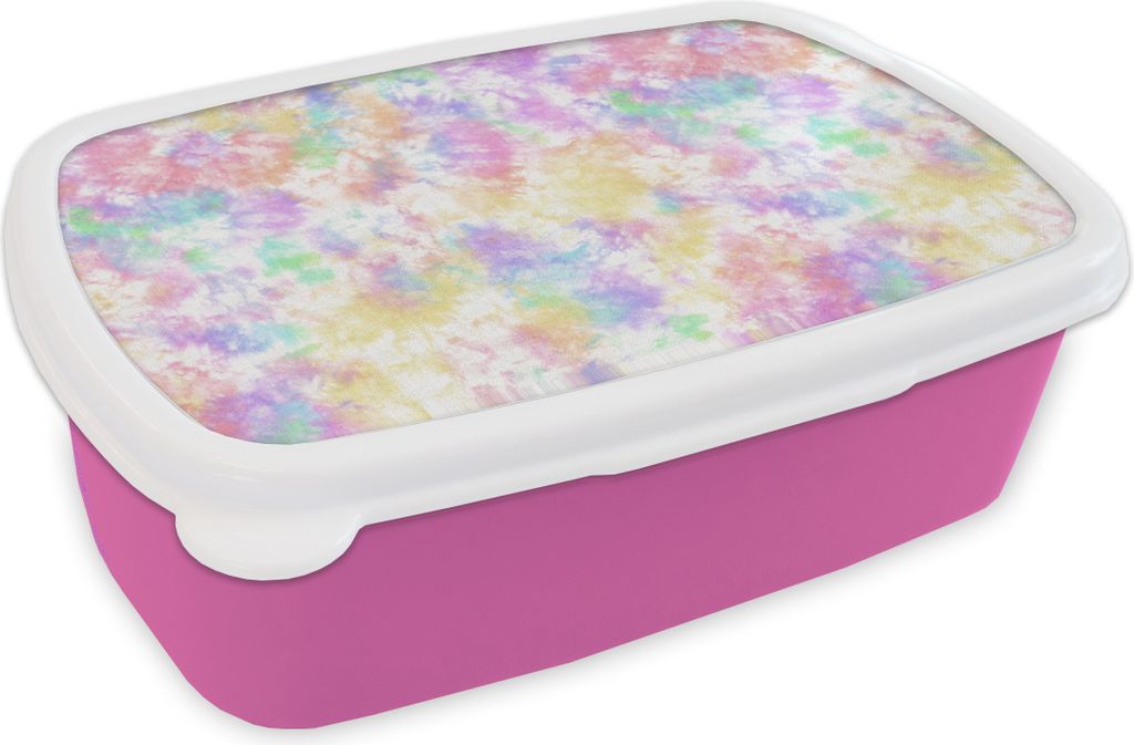 KitchenYeah Lunchbox Brotzeit Brotdose 17x11 cm Krawattenfärbung - Pastell - Regenbogen - Muster Kinder Brotzeitdose - Lunchpaket - Brotkasten ...