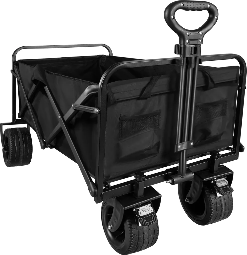 Chariot de Plage 100 kg Roues Larges et Poignée Réglable - Pliable