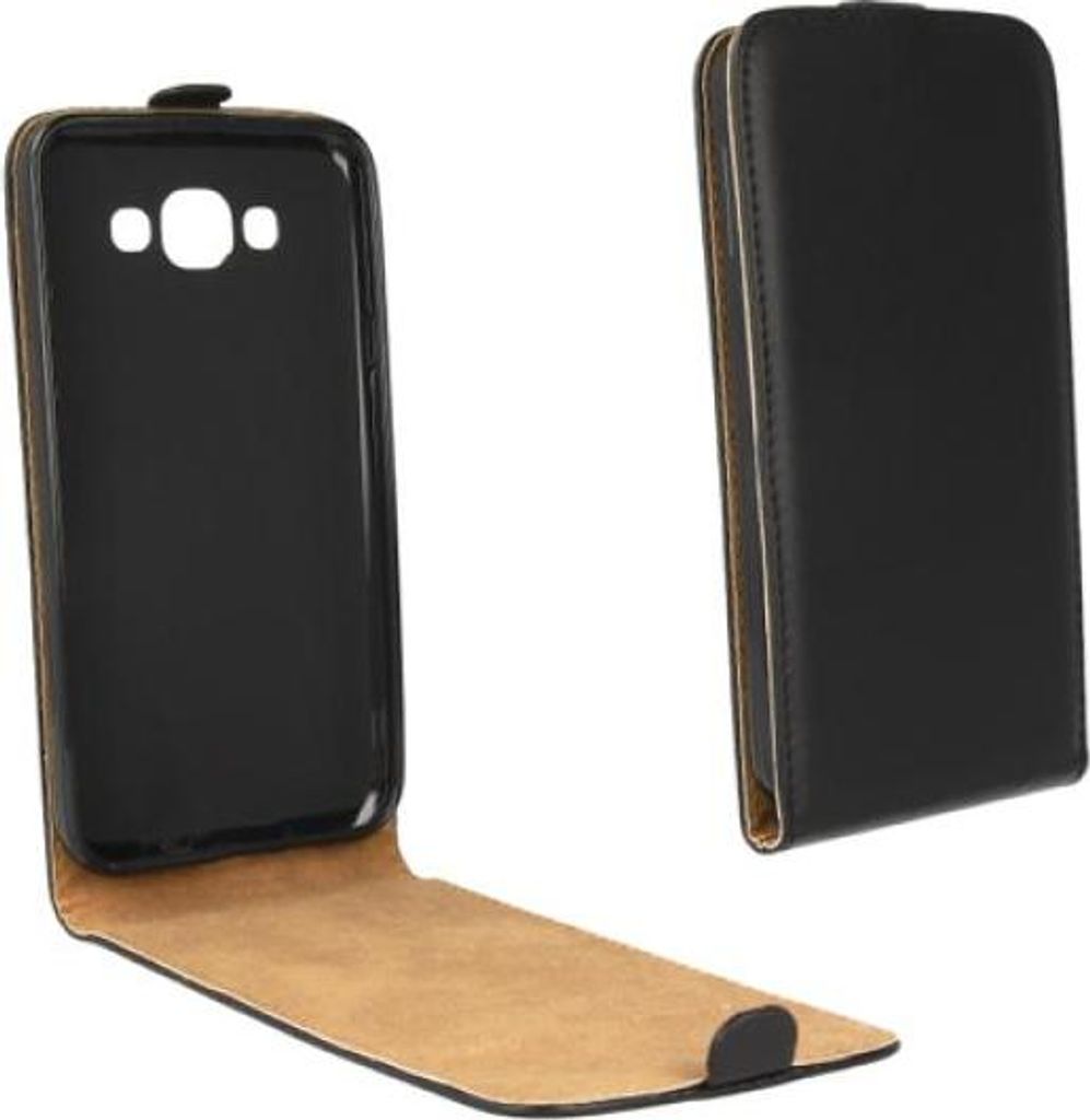 Trendy8 Front-Flip-Tasche für Samsung Galaxy E5 schwarz