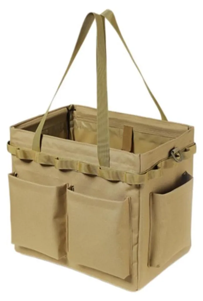 INF Boîte à outils de camping en toile Oxford pliable 35cm Kaki robuste