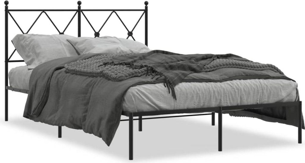 vidaXL Bettgestell mit Kopfteil Metall Schwarz 120x200 cm
