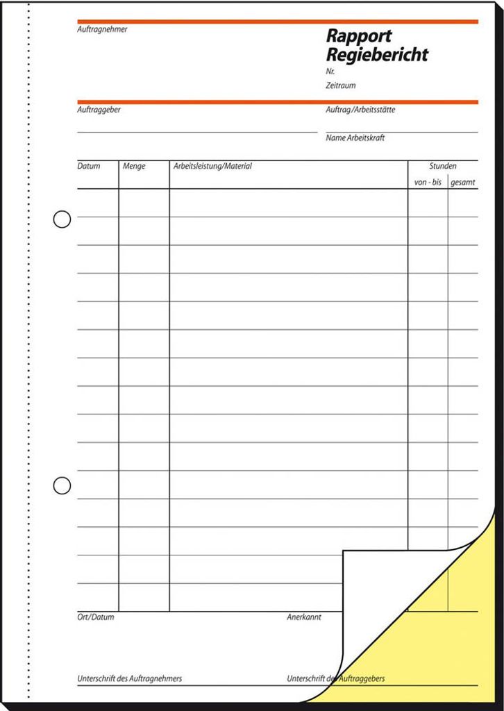 SIGEL SD027 Rapporte/Regieberichte, 1. und 2. Blatt bedruckt, A5, selbstdurchschreibend, 2 x 40 Blatt