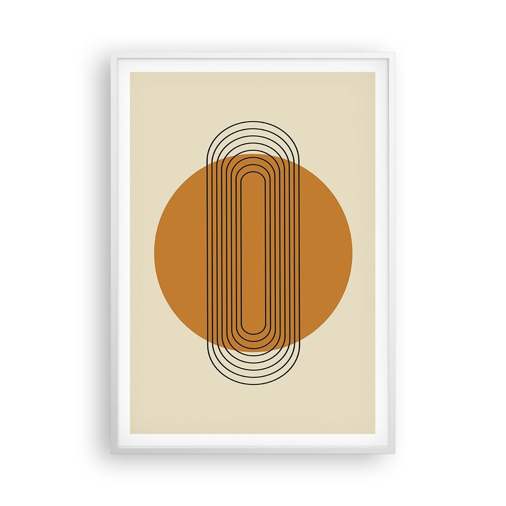 Gerahmtes Poster - Weißer Rahmen - Stück Geometrisch Orange - 70x100 cm - Wand Bild - Wanddeko - Wandbilder - Kunstposter - Wandposter - Bilderra...